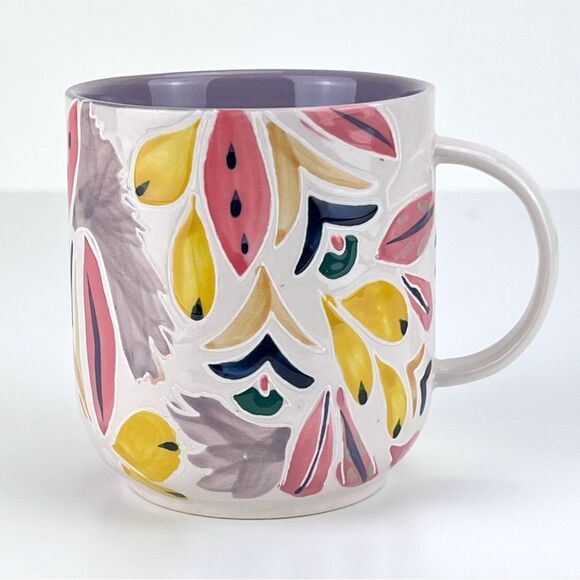 Anthropologie Home Mathilde Mug Vibrant Floral Handpainted Stoneware Coffee Tea - Picture 1 of 8